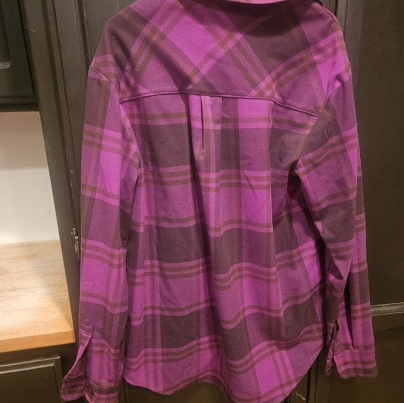 EUC Good American Pink & Brown Plaid Flannel. Pristine & Oversized. - Picture 6 of 9